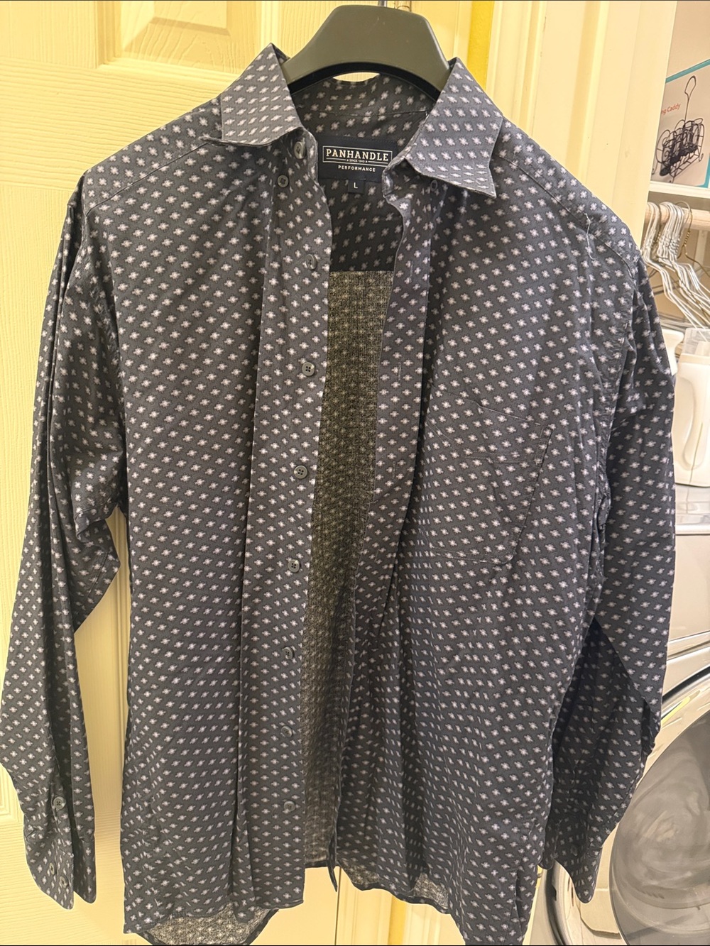 Panhandle Slim Navy Small-Print Long Sleeve Shirt